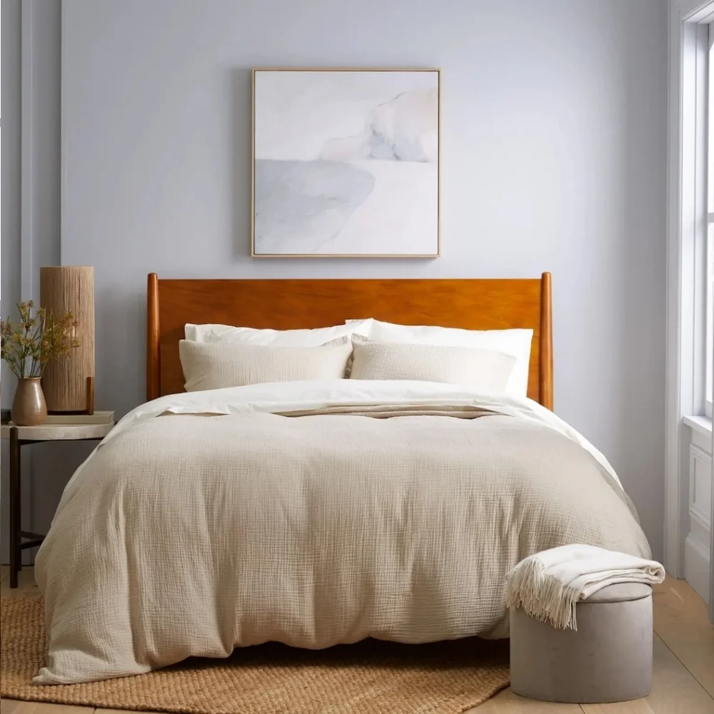NWT! Quince Organic Cotton Airy Gauze Dune Duvet Cover! Twin (457)